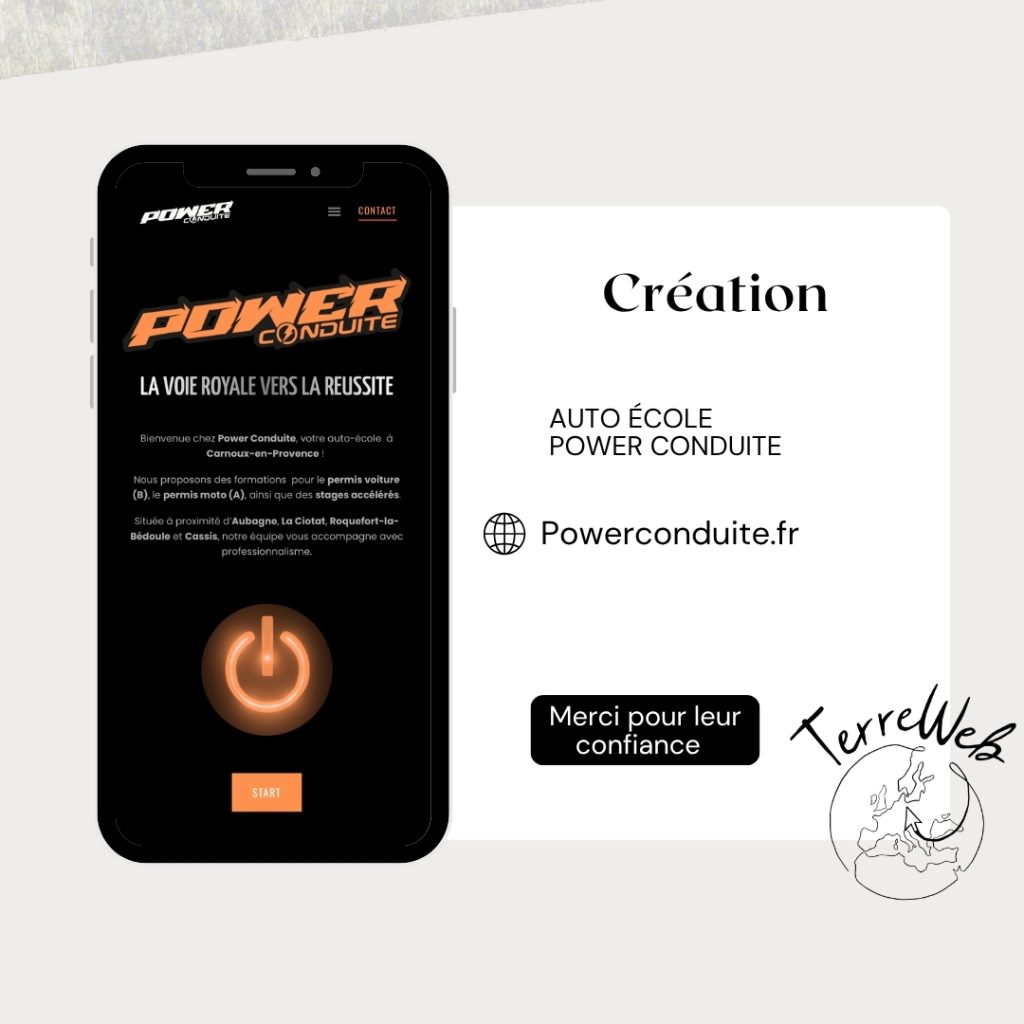 Création site internet Powerconduite par Agence web avignon terre web